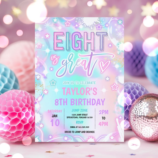 Invitación Ocho es la gran fiesta de cumpleaños de Neon Glow (Subido por el creador)