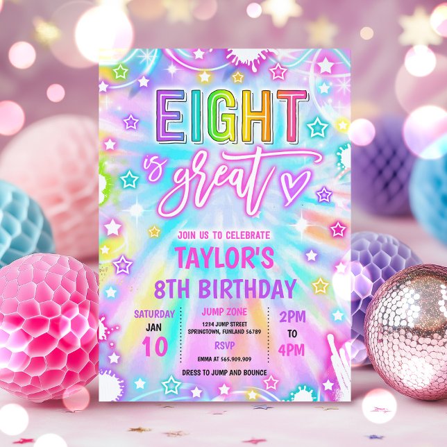 Invitación Ocho es la gran fiesta de cumpleaños de Neon Glow (Subido por el creador)