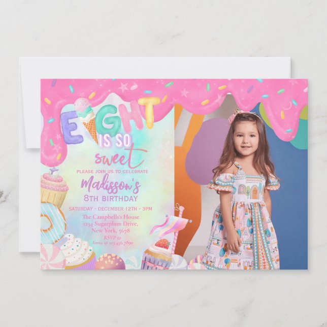 Invitación Ocho es tan dulce (Anverso)