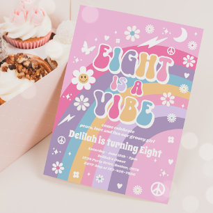 Invitación Ocho es un arcoiris hippie vibe Groovy octavo cump