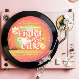 Invitación Ocho es un gruñón Vibe Groovy Retro Vinyl 8º