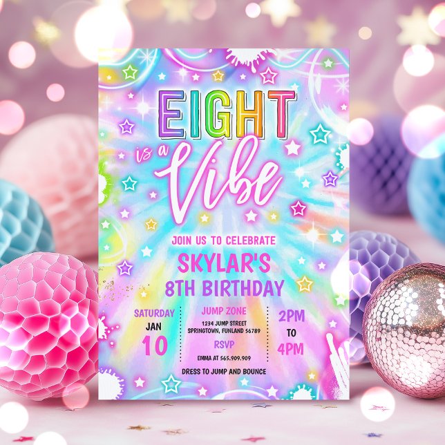 Invitación Ocho es una fiesta de cumpleaños de Vibe Neon Glow (Subido por el creador)