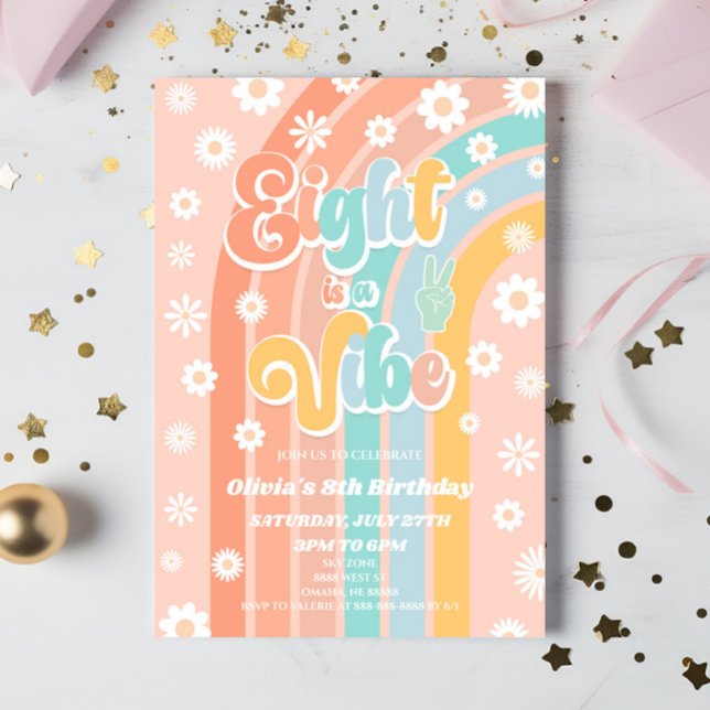 Invitación Ocho es una fiesta de cumpleaños de Vibe Rainbow D (Subido por el creador)