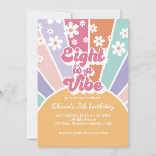 Invitación Ocho es una margarita arco iris retro de color