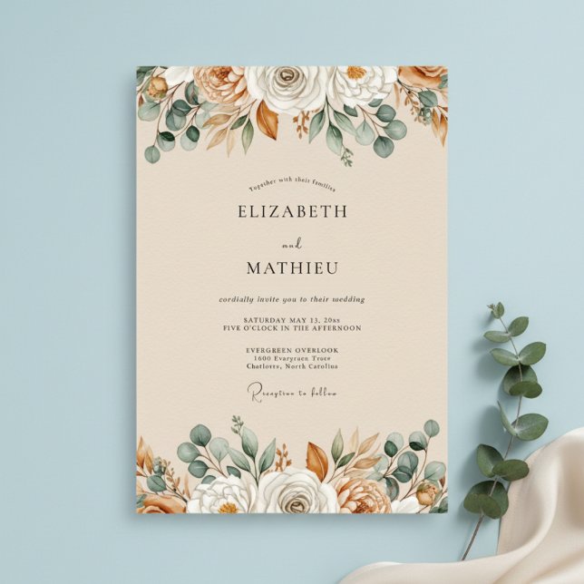 Invitación Ochre Autumnal Botanical Wedding (Subido por el creador)