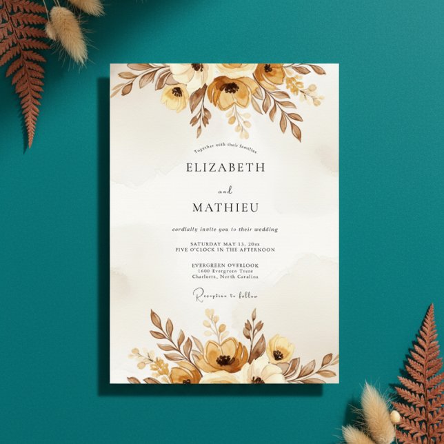 Invitación Ochre Autumnal Painterly Wedding (Subido por el creador)