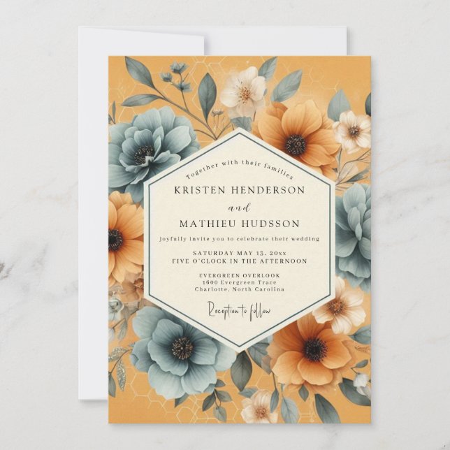 Invitación Ochre Floral Whimsy Wedding (Anverso)