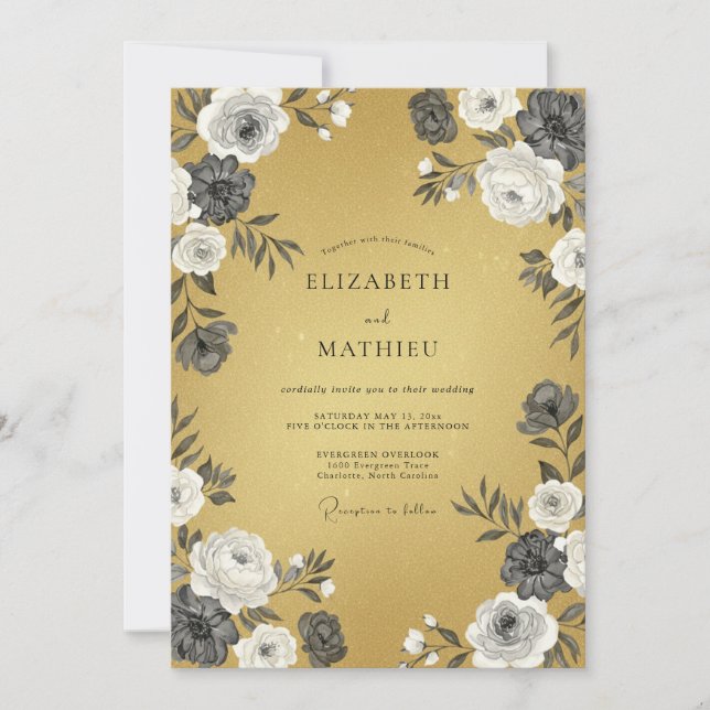 Invitación Ochre Lustrous Vintage Wedding (Anverso)