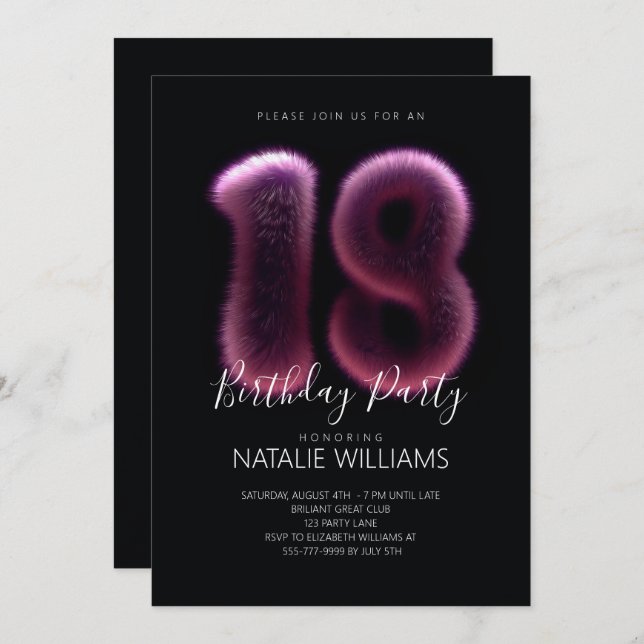 Invitación Octavo cumpleaños (Anverso / Reverso)