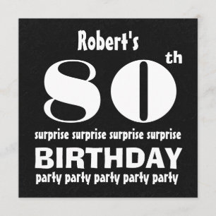 Invitación Octavo cumpleaños de SORPRESA blanco W127