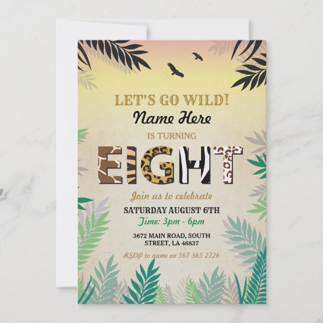 Invitación Octavo Día de la Jungla Safari ZOO Invitado (Anverso)