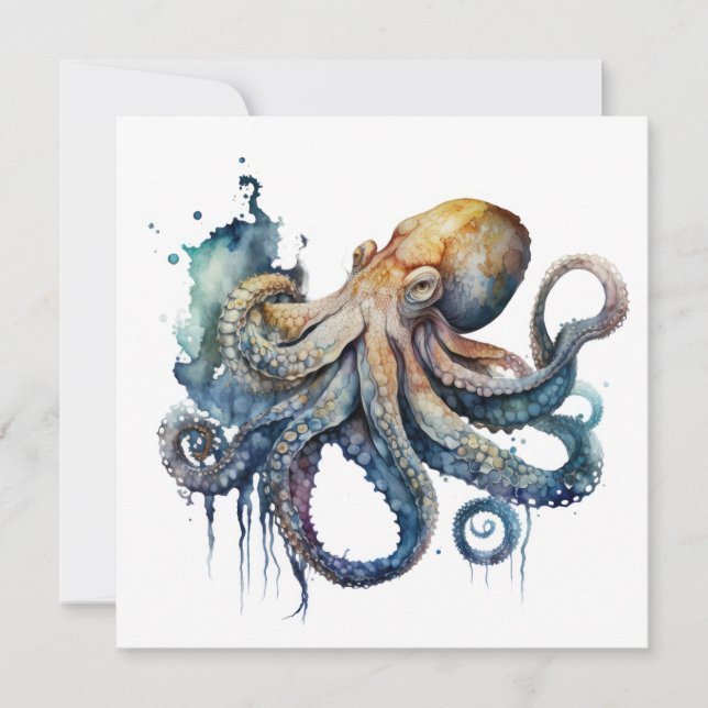 Invitación Octopus acuarela (Anverso)