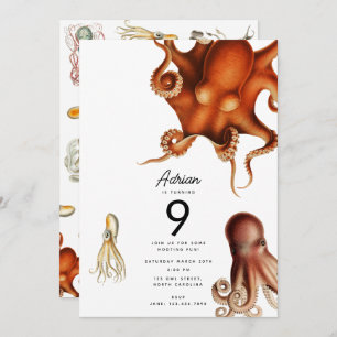 Invitación Octopus Cephalopod Ocean Animals Cumpleaños