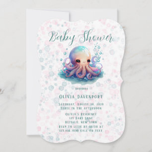 Invitación Octopus Cuadros De Agua Con Baby Shower De Burbuja