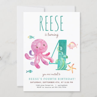 Invitación Octopus Cuarto Cumpleaños