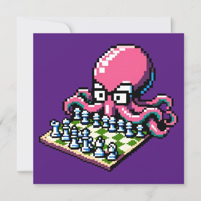 Invitación Octopus maestro de ajedrez - Graciosa estrategia d (Anverso)