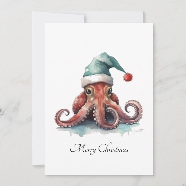 Invitación Octopus navidades, personalizable (Anverso)