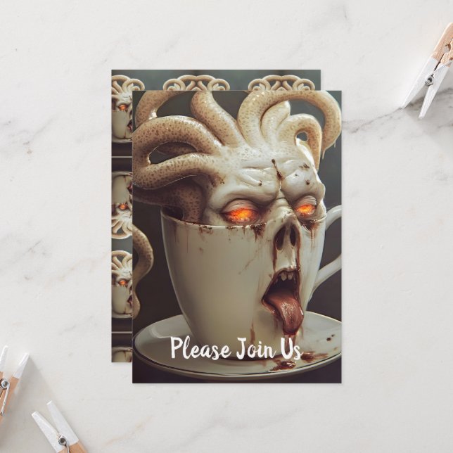 Invitación Octopus surrealista de café (Anverso/Reverso In Situ)