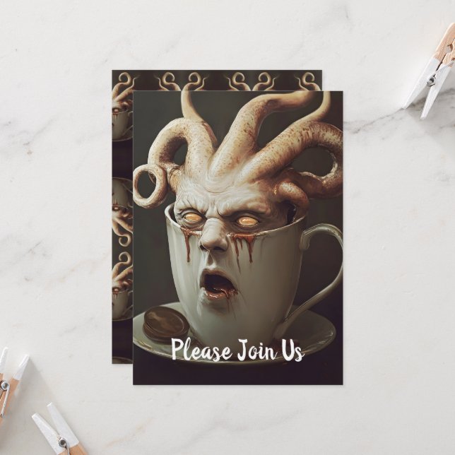 Invitación Octopus surrealista de café (Anverso/Reverso In Situ)