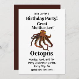 Invitación Octopus Tentacles Gran Multitasker Funny Cumpleaño