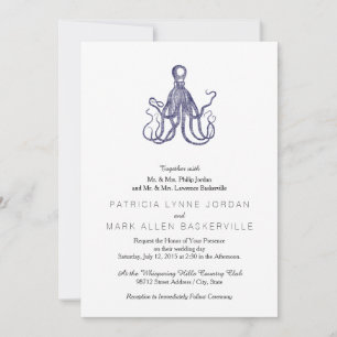 Invitación Octopus texturado vintage