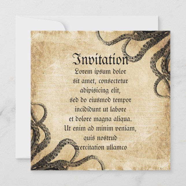 Invitación Octopus vintage (Anverso)