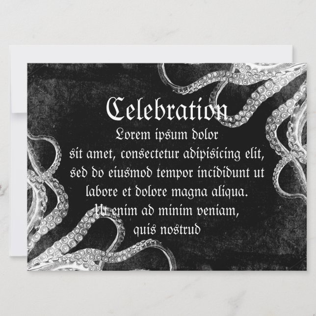 Invitación Octopus vintage oscuro (Anverso)