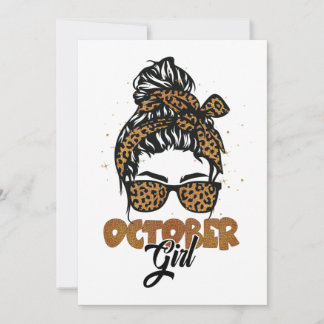 Invitación Octubre Chica Messy Hair Gafas de sol Leopard Lady