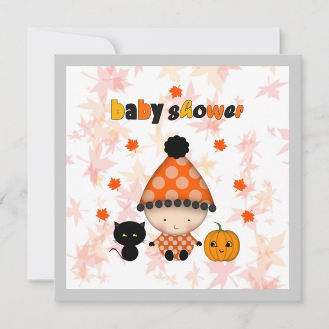 Invitación Octubre Halloween Otoño Baby Shower (Anverso)