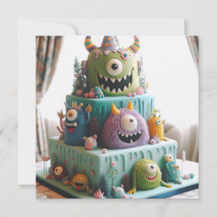 INVITACIÓN ODDBALL KOOKY CRAZY MONSTER CAKE CUMPLEAÑOS