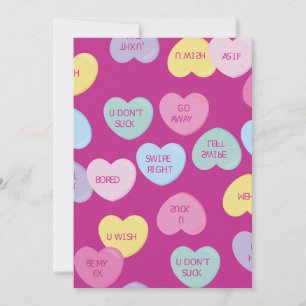 Invitación odio corazones de caramelo del día de San Valentín
