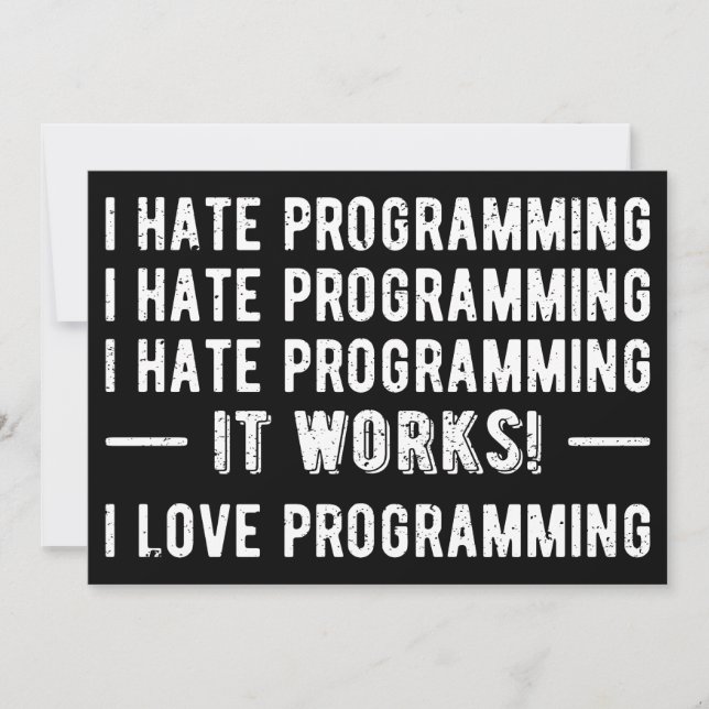 Invitación Odio la programación - Divertido programador II (Anverso)