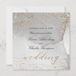 Invitación Odisea Gris de Oro Blanco Elegante Boda esparcido