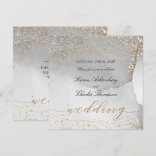 Invitación Odisea Gris de Oro Blanco Elegante Boda esparcido