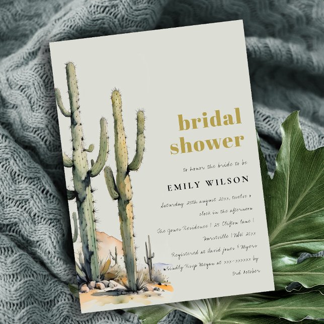 Invitación Oeste de Cactus Desert Sage Green Bridal Shower (Subido por el creador)