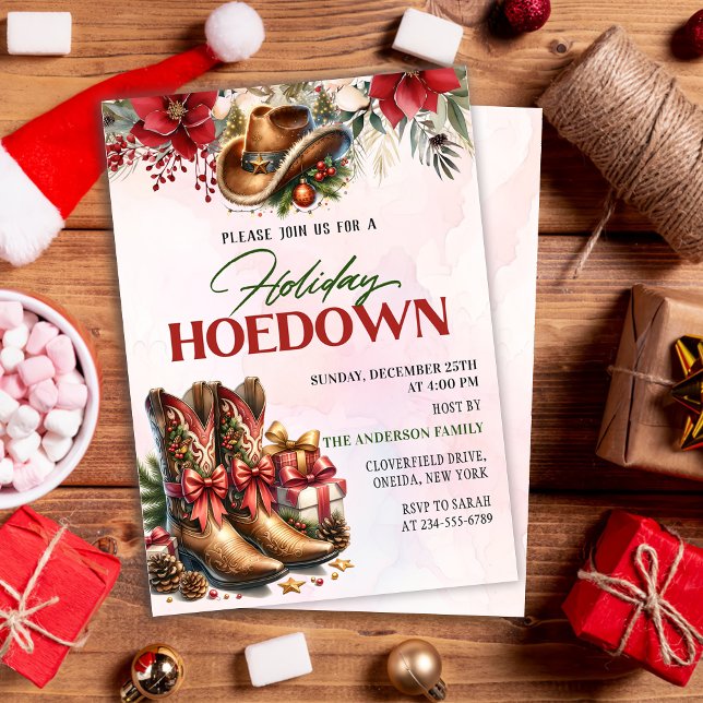 Invitación Oeste de Cowboy Boots Navidades Fiesta Hoedown (Subido por el creador)