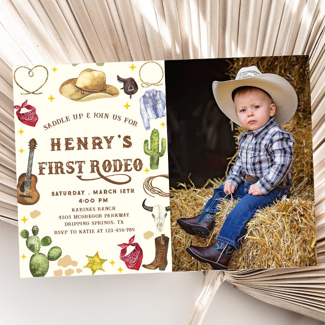 Invitación Oeste de Cowboy Primer Rodeo Primer Fotos de Cumpl (Subido por el creador)