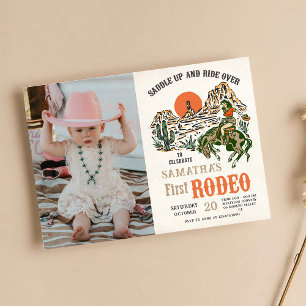 Invitación Oeste de Cowboy Primer Rodeo Primer Fotos de Cumpl