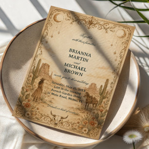 Invitación Oeste Elegante Medianoche Vintage