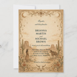 Invitación Oeste Elegante Medianoche Vintage