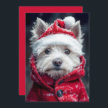 Invitación Oeste festivo en la nieve<br><div class="desc">¡Este adorable West Highland White Terrier está listo para las vacaciones! Este pequeño cachorro, vestido con un acogedor sombrero de Santa Claus y un abrigo rojo de invierno, capta perfectamente el espíritu festivo. Con la nieve desempolvando suavemente su piel y su abrigo, este momento invernal maravilloso está lleno de calor...</div>