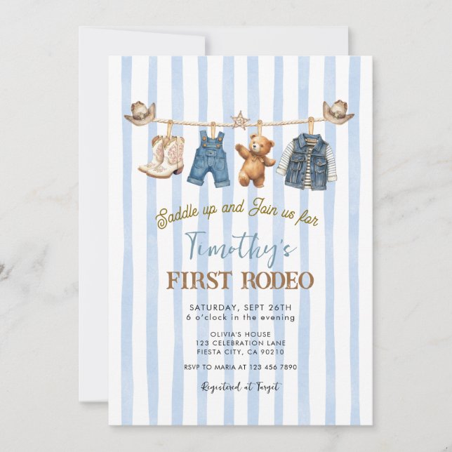 Invitación Oeste Salvaje Primer Rodeo Occidental Cumpleaños V (Anverso)