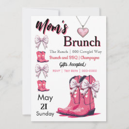Invitación Oeste tema de arcos rosados y boots Día de la Madr