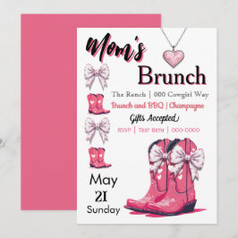 Invitación Oeste tema de arcos rosados y boots Día de la Madr