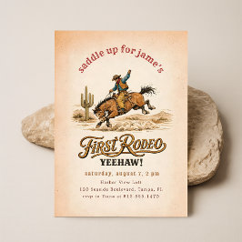 Invitación Oeste Vintage Cumpleaños 1er Rodeo del Vaquero