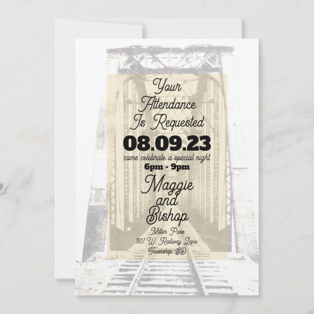 Invitación Oeste Vintage Rogamos Su Asistencia (Anverso)