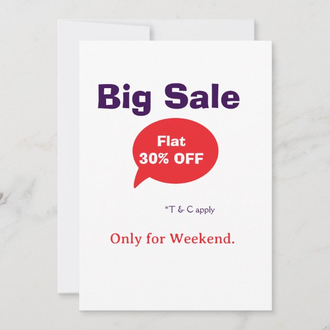 Invitación Oferta de descuento de gran venta fin de semana em (Anverso)
