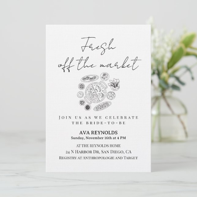 Invitación Off The Market Bridal Shower Invitation Template (Anverso de pie)