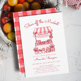 Invitación Off the Market Farmers Red Modern Bridal Shower