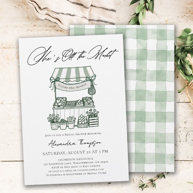 Invitación Off the Market Modern Calligraphy Bridal Shower (off the market bridal shower invitation farmers stand hand drawn modern elegant calligraphy)